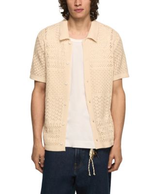 Men's Granny Square Button-Down Sweater