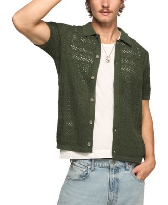 Men's Crotchet Button-Down Sweater