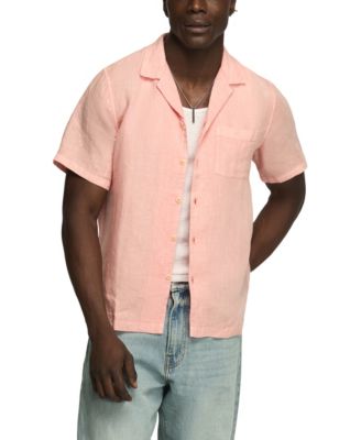 Men's Short-Sleeve Linen Camp-Collar Shirt