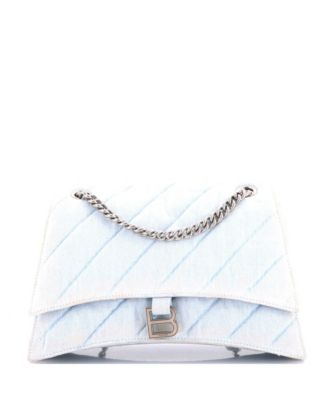 Medium Crush Chain Flap Bag Quilted Denim