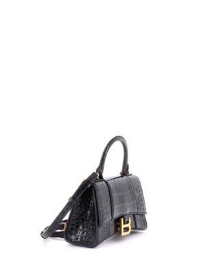 XS Hourglass Top Handle Bag Embossed Leather