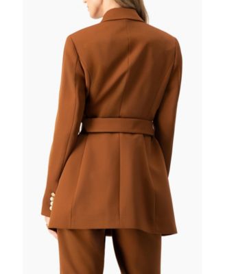 Women's Double-Breasted Wrap Blazer with Waist Tie