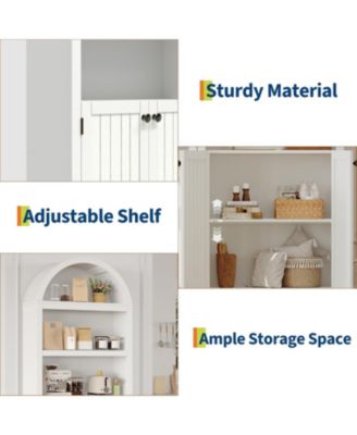 72" Modern Arched Cabinet with Handles – 5-Tier Wooden Pantry Cabinet with Double Doors & Adjustable Shelves