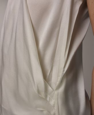 Women's Short-Sleeve Draped Neck Blouse