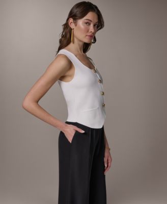 Women's Scoop Neck Button-Up Sweater Vest