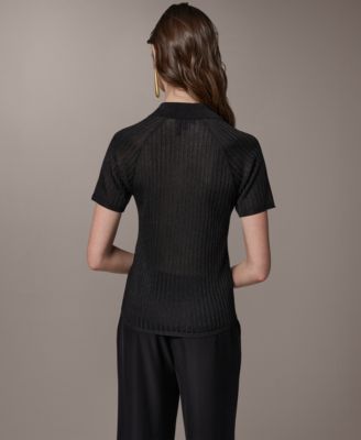 Women's Short-Sleeve Polo Sweater