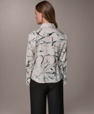 Women's Printed Pointed Hem Blouse