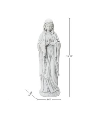 29.3" Praying Mary Statue with Rosary Beads, White Outdoor Religious Decor