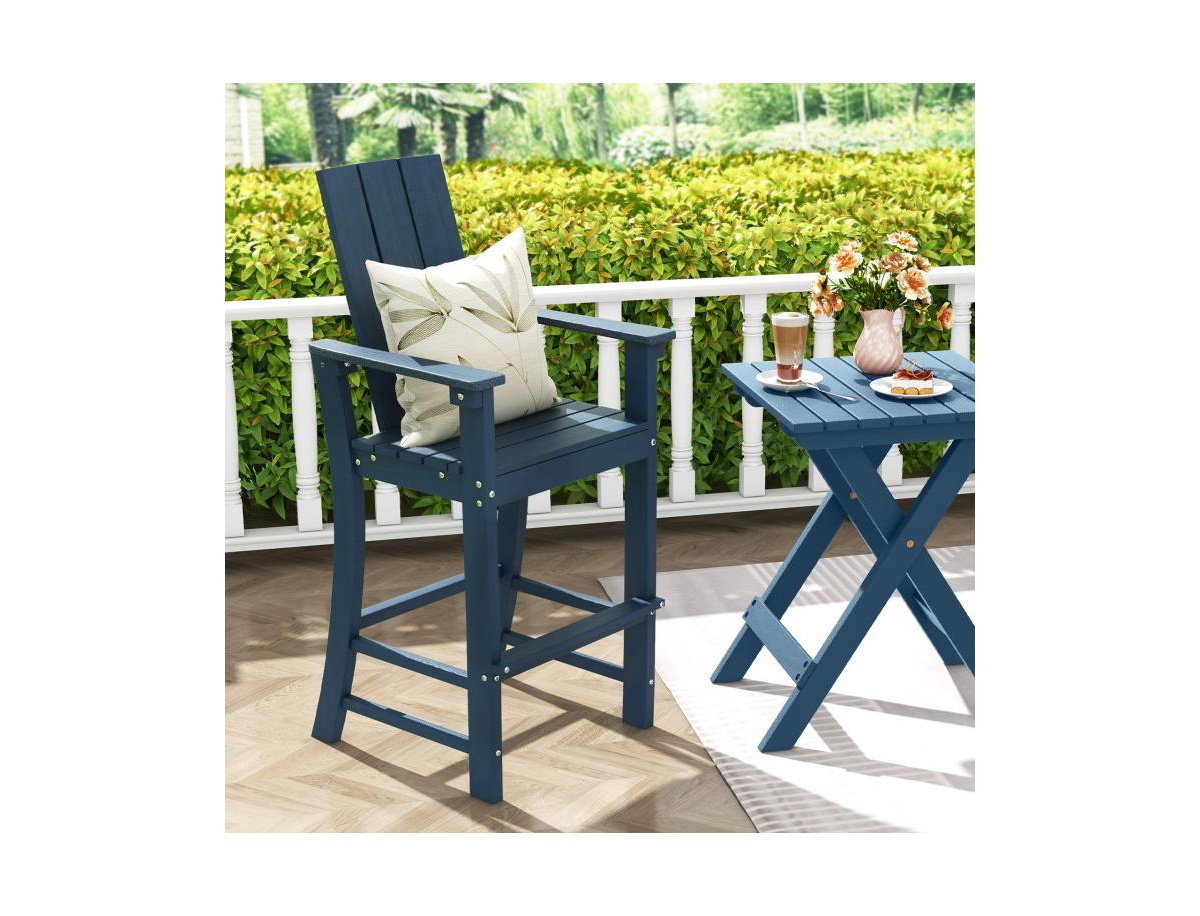 Slickblue Outdoor Adirondack Bar Height Chair with Ergonomic Back