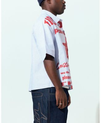Men's Riot Squad Button Up T-Shirt - Pin Stripe