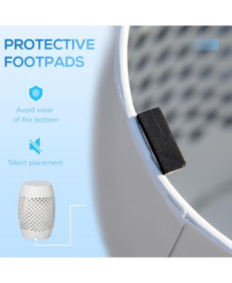 12.5" Steel Patio End Table, Round Hollow Drum Side Table, Accent Table for Indoor & Outdoor, White