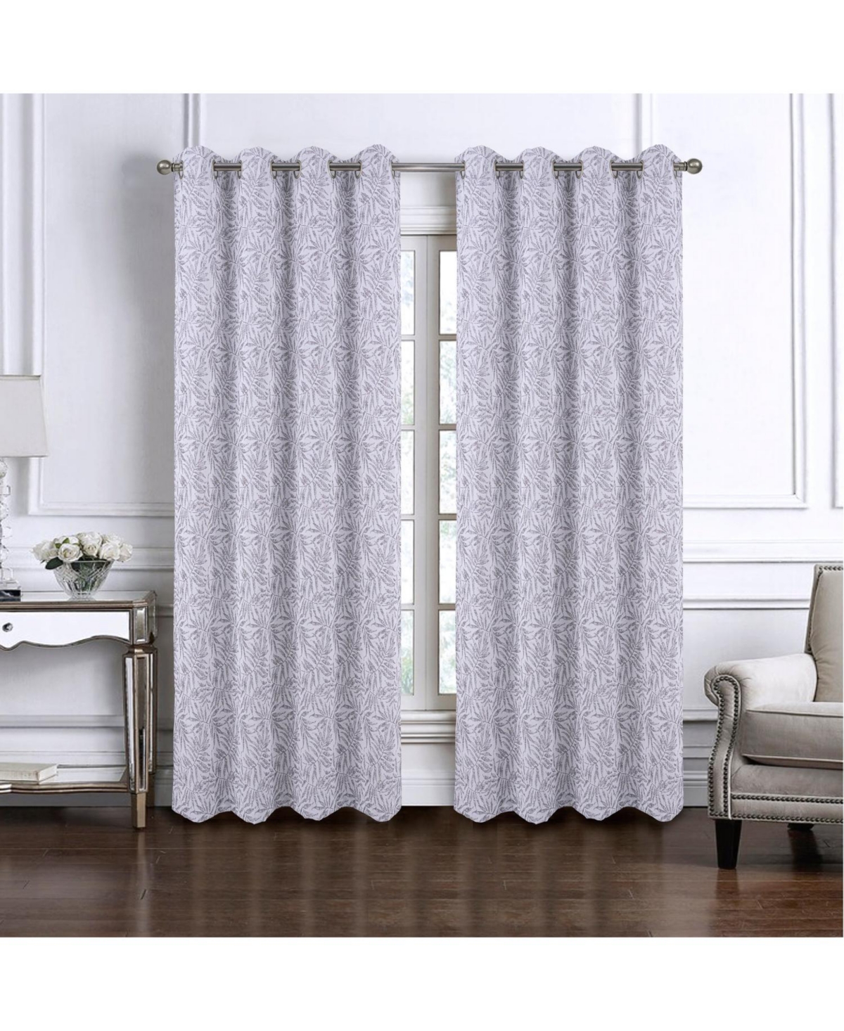 Rt Designers Collection 100% Polyester 140 Gsm Liana Jacquard Grommet Curtain Panel 54" x 84