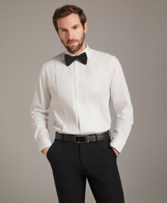 Men's Slim Fit Pleated Dress Shirt