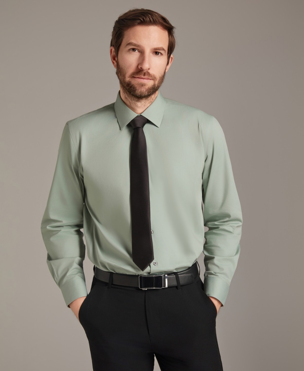 Мужские Alfani Men's Regular-Fit Solid Dress Shirt — фото 1