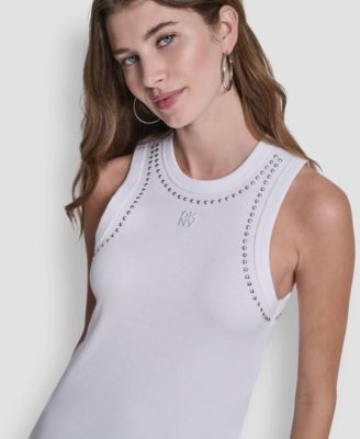 Women's Crewneck Tank Top With Dome Studs