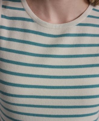 Women's Sleeveless Crew Neck Striped Sweater