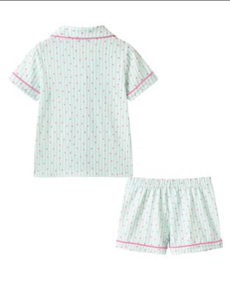 Girls' 2T-4T Button-Down Shirt and Shorts Pajama Set