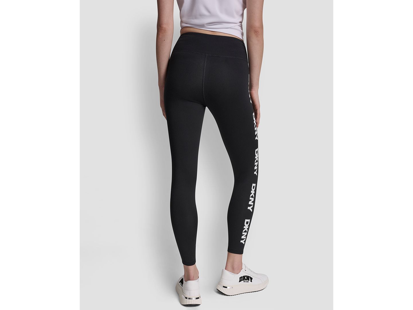 Женские леггинсы DKNY Sport High-Waist Repeat Logo, цвет: Угольный — фото 4