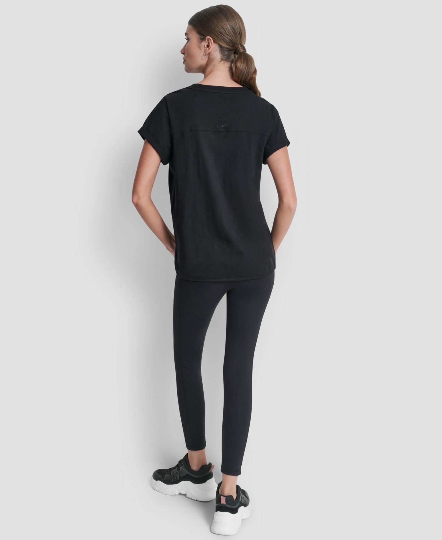 Women's Crew Neck Roll-Sleeve Top