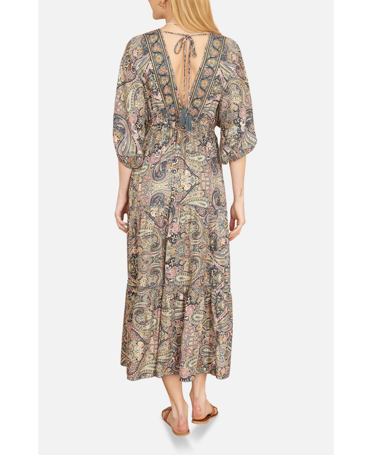Yumi Women's Paisley Print Midi Kimono Dress