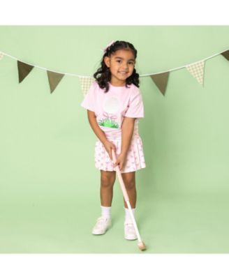 Toddler Girls Golf Tee Bow Patch Short Sleeve T-Shirt