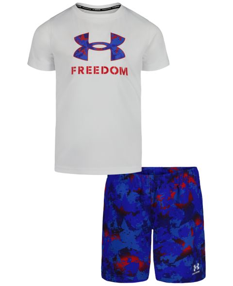 Купальники Under Armour Boys' 4-7 Freedom Printed Swim T-Shirt and Shorts, 2-Piece Set