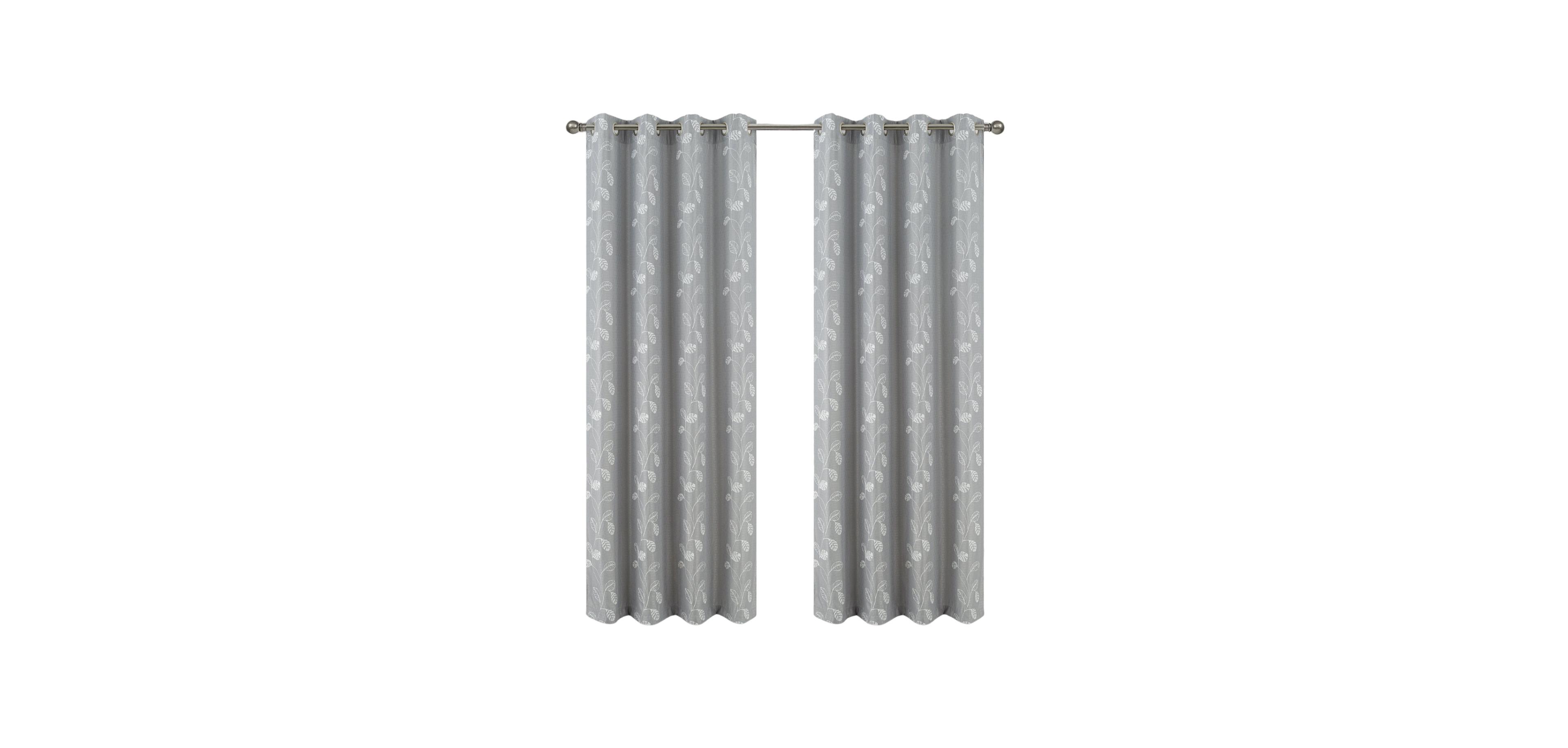 Rt Designers Collection 100% Polyester 140 Gsm Reed Embroidered Grommet Curtain Panel
