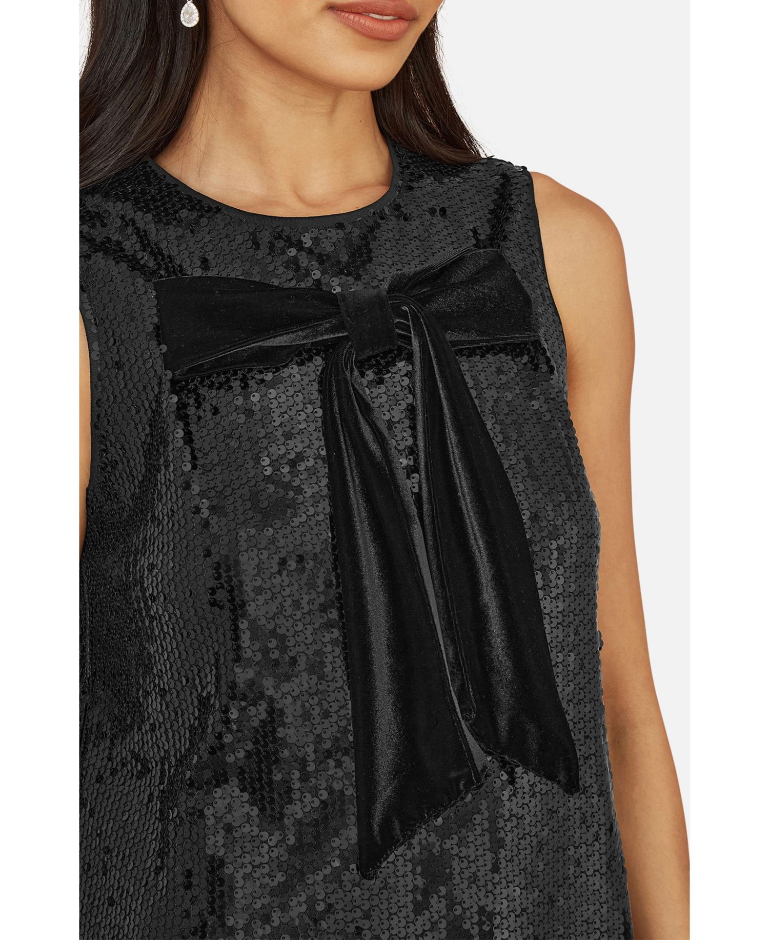 Women's Sequin Bow Tunic Shift Dress