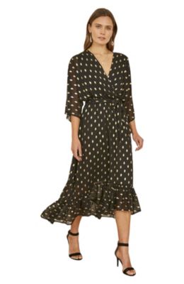 Women's Foil Print Wrap Over Dress