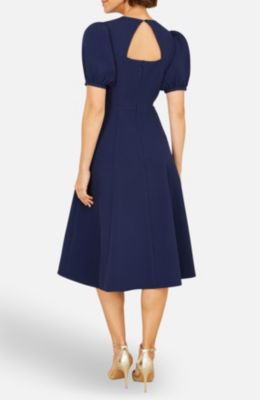 Women's Buckle Detail Short Sleeve Skater Dress