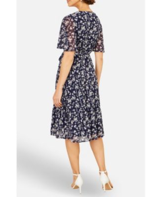 Women's Floral Mesh Wrap Dress