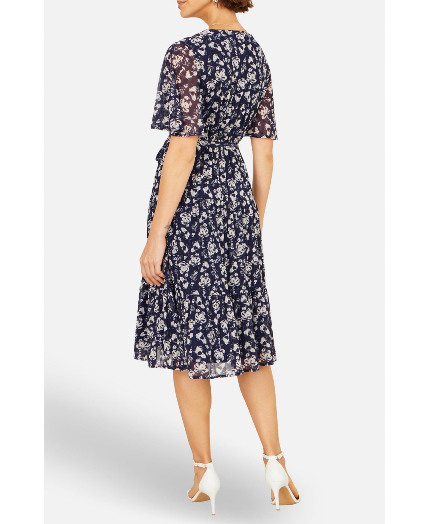 Женское платье Yumi Floral Mesh Wrap, цвет: Тёмно-синий — фото 8