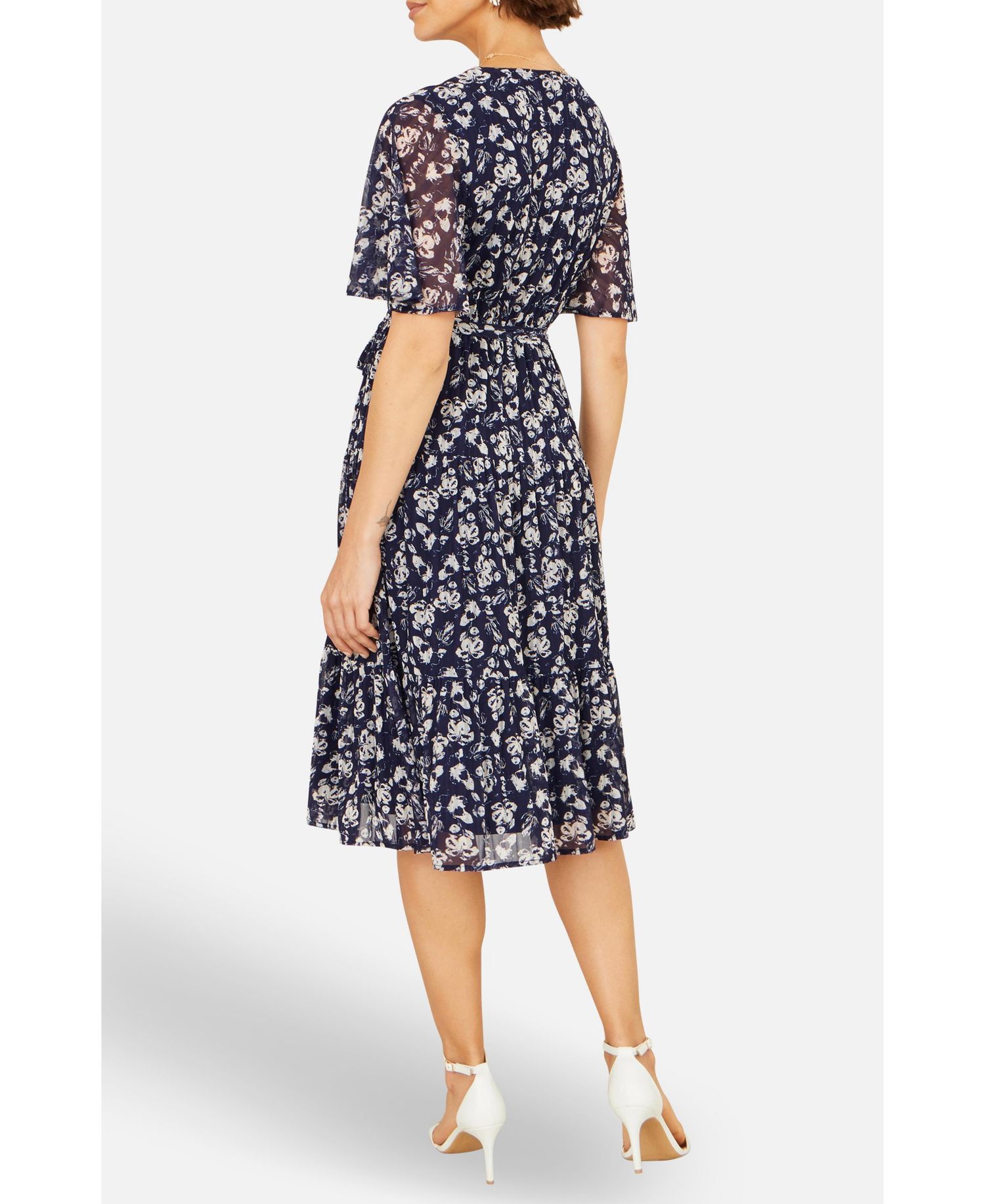 Women's Floral Mesh Wrap Dress
