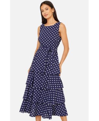 Women's Spot Tiered Midi Dress