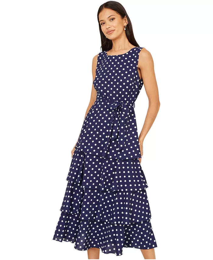 Women's Spot Tiered Midi Dress