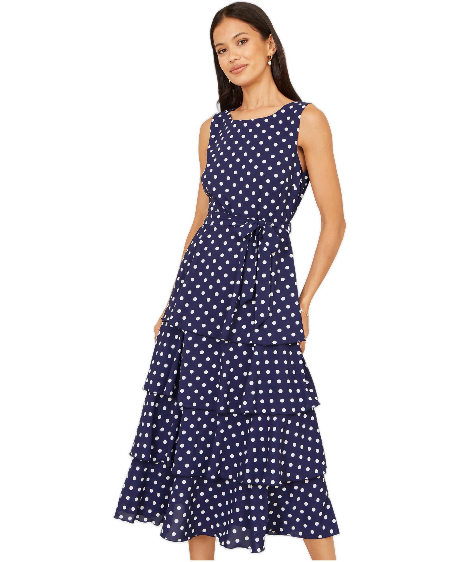 Women's Spot Tiered Midi Dress