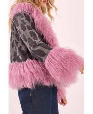 Women's Printed Shearling Leather Jacket