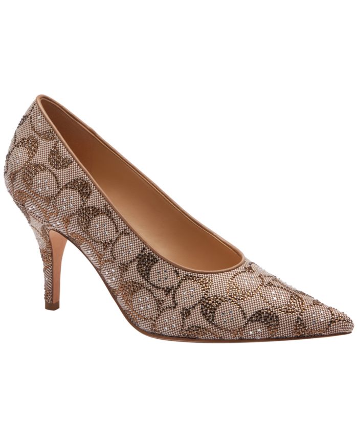 COACH Women's Daisy Crystal Signature Jacquard Pumps