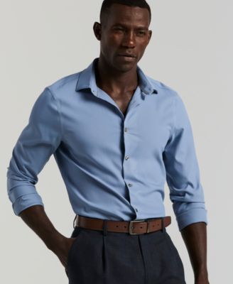 Men's Slim-Fit Stretch Solid Button-Down Twill Shirt