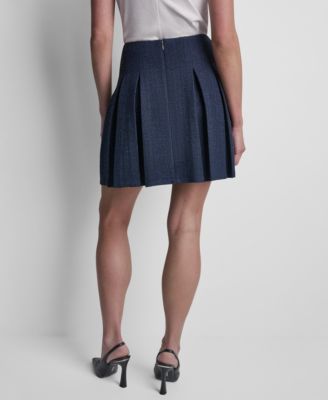 Women's Waffle Boucle Tweed Pleated Short Skirt