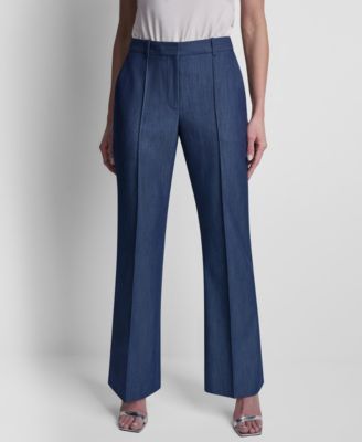 Women's Denim Pintuck Flared Trousers