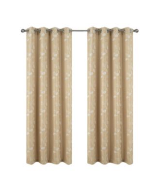 100% Polyester 140 GSM Reed Embroidered Grommet Curtain Panel 54" x 84" Taupe