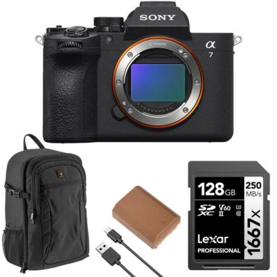 Alpha a7 V Mirrorless Camera w/ LEXR 128GB SDXC UHS-II/U3, SLINGER ALPINE 200 BACKPACK, EXTREME NP-FZ100 BATTERY