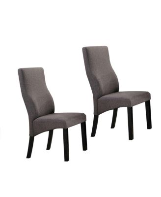Contemporary Dining Chairs Solid Wood, Upholstered Seats and Cappuccino Finish