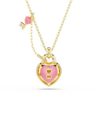 Gold-Tone Plated Heart Lock and Key Idyllia Pendant Necklaces
