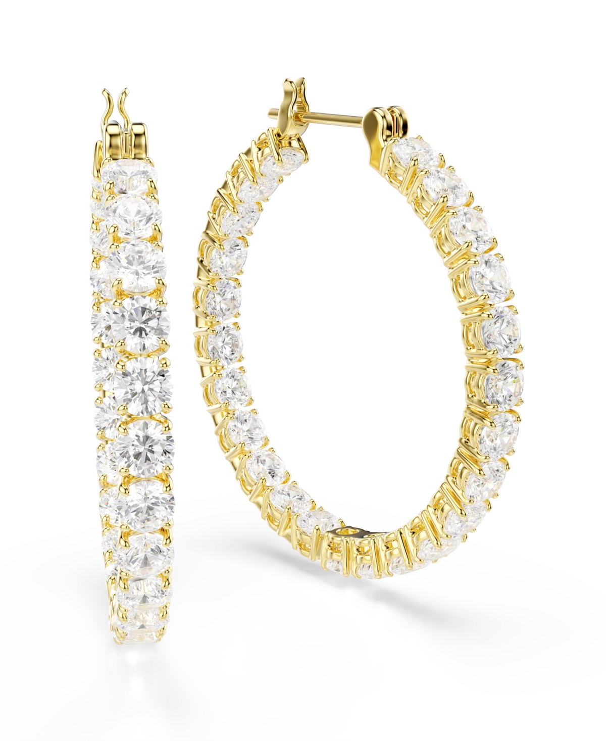 Swarovski Gold-Tone Plated Matrix Hoop Earrings