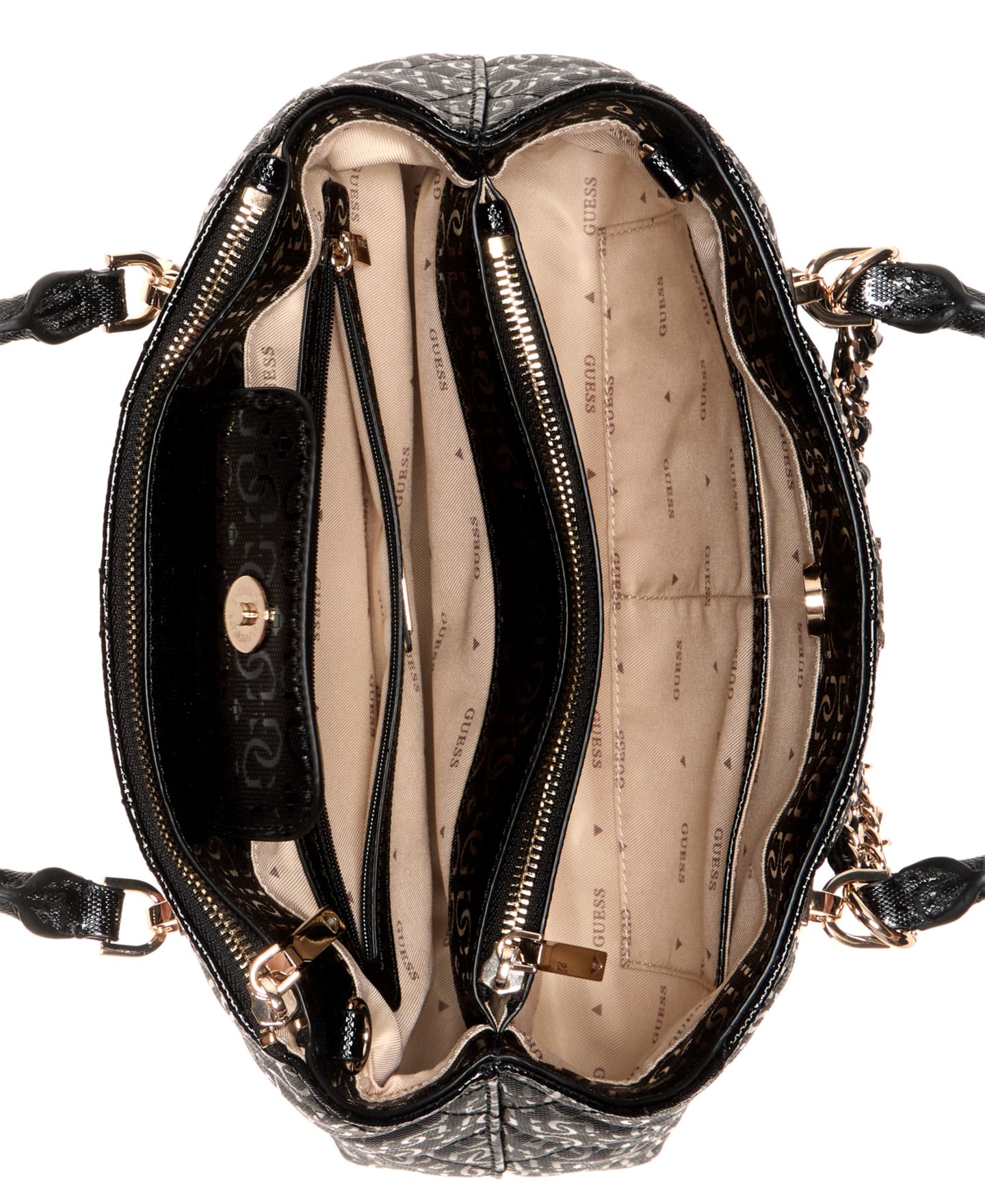 Женская сумка GUESS Libby 2-Compartment Medium Satchel, цвет: Чёрный — фото 4
