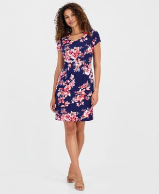 Women's Cutout-Neck Short-Sleeve Sheath Dress