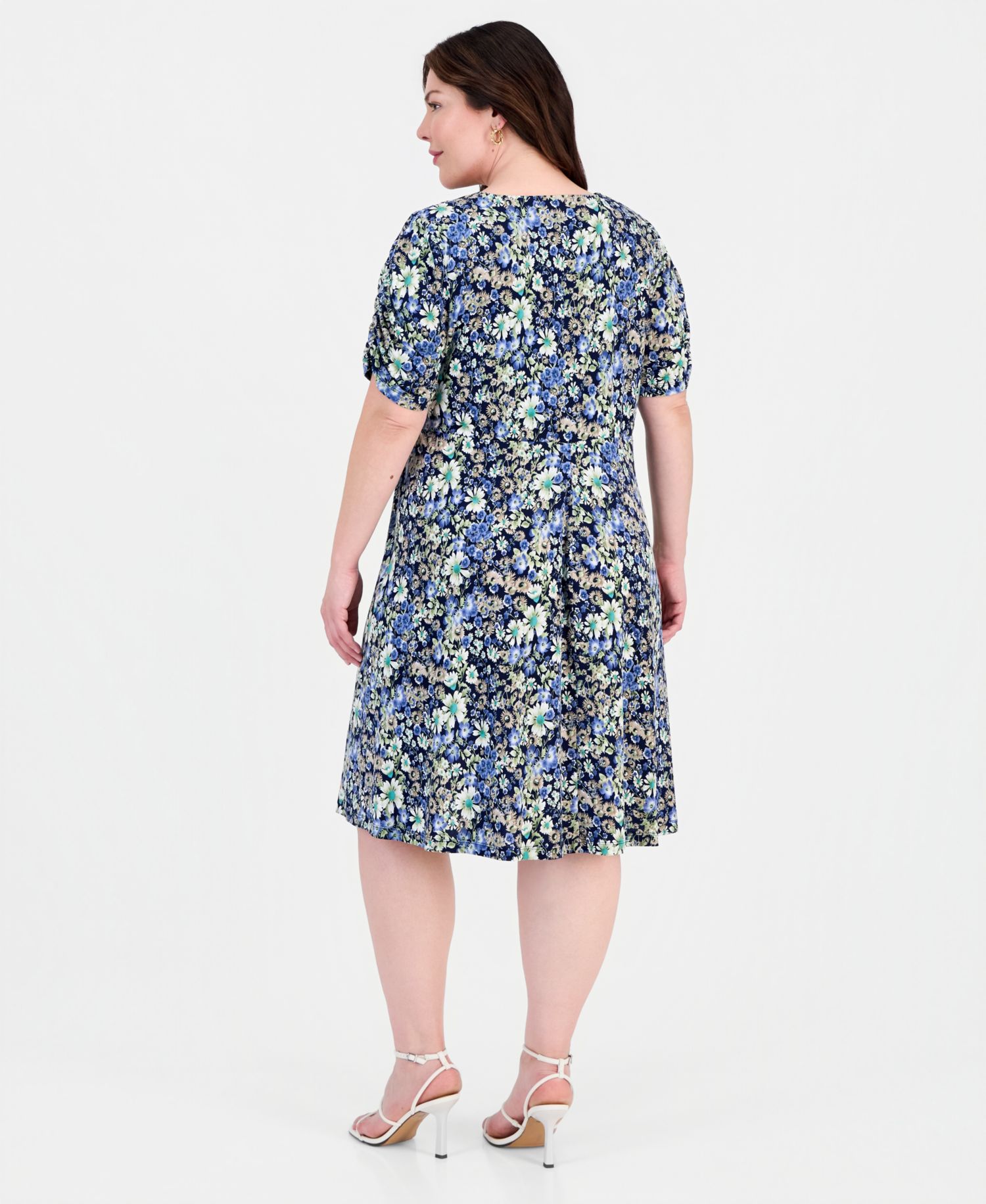 Plus Size Surplice-Neck Short-Sleeve Dress