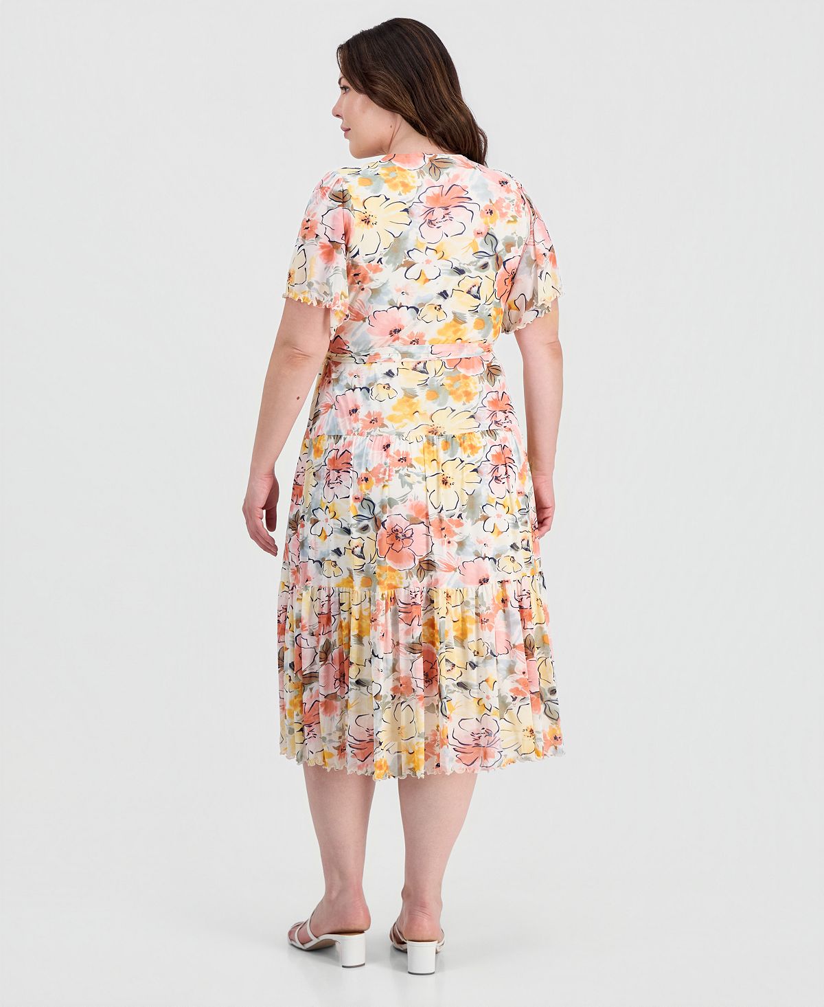 Sandra Darren Plus Size Tiered Flutter-Sleeve Dress view 5 — MAYCSS fashion products